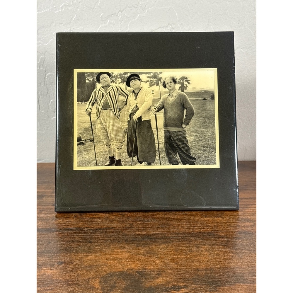 Grander Images Three Stooges Golf Ceramic Art Tile 8x8 Vintage Comedy Decor USA
